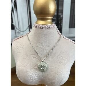 D'Orlan Rhodium Plated Pendant with Swarovski Crystals - 18" Length